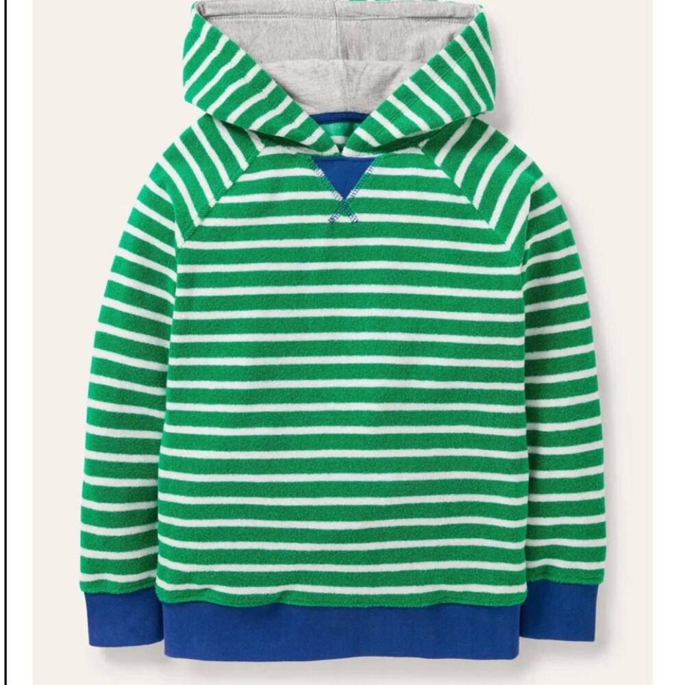 Mini Boden Green and White Striped Kids Swim Coverup